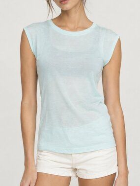 Blue tencel muscle tee lagenlook artsy coastal summer boho beach spring golf